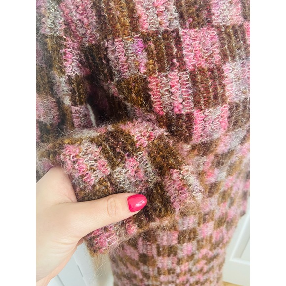 60s/70s Vintage Brown & Pink Dress size small/xs - Picture 4 of 7